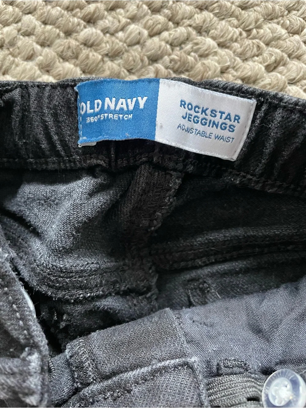 Old Navy Black Jeans with White Daisy Embroidery